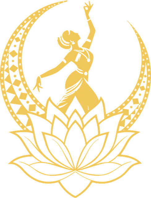 Naatya Pushp emblem: a Bharatanatyam dancer rising from a lotus within a crescent